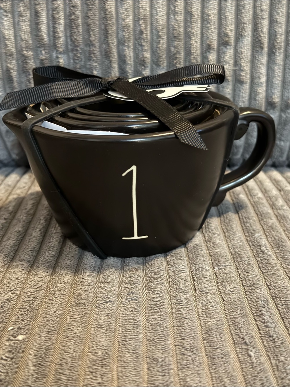 Rae Dunn Black Nesting Measuring Cups w/ White Halloween Accents: Set of 4 NWT